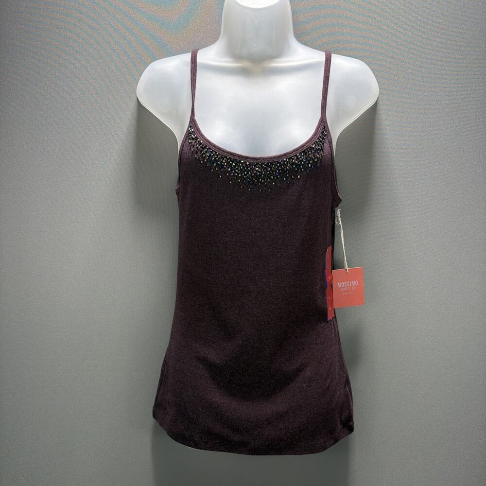 Mossimo Garnet Rose cami Embellished top Size Large NWT Stretch